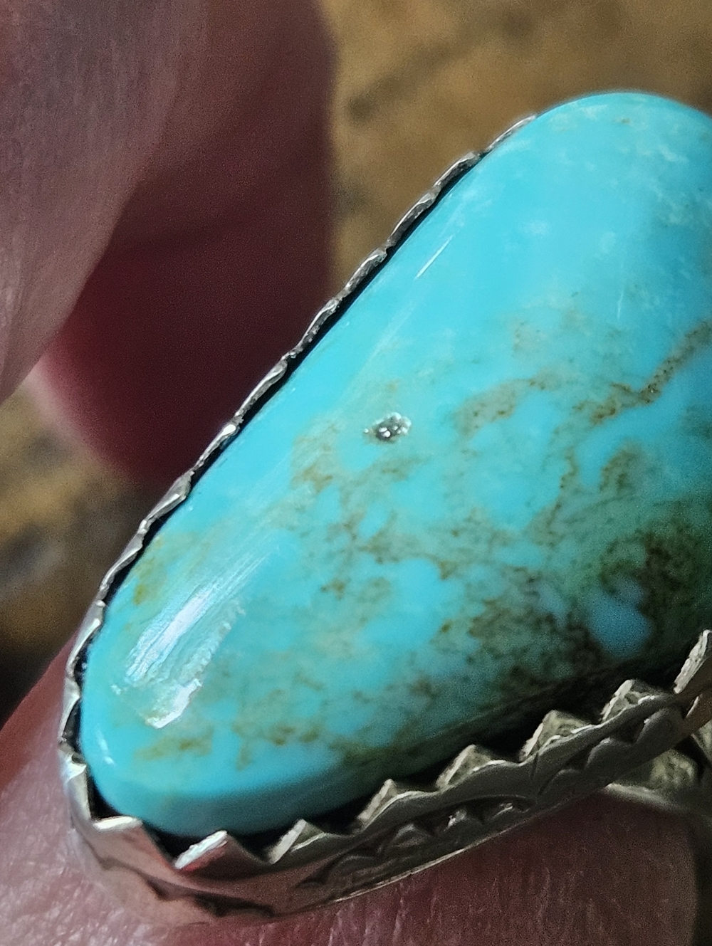 Vintage Navajo Turquoise Henry Spencer Ring - Picture 4 of 8